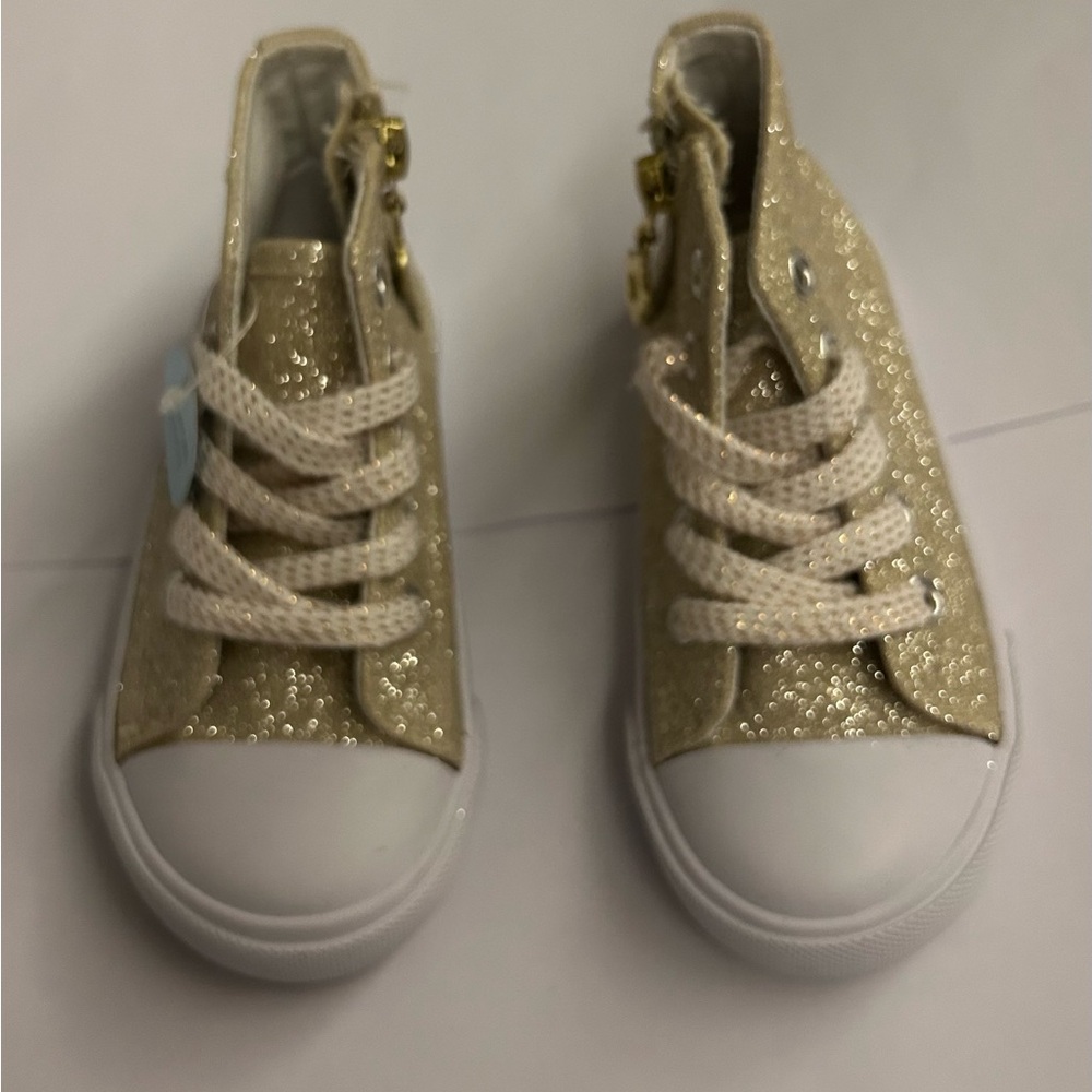 New Cynthia Rowley Gold Glitter Kids Children's Sneakers size 7 Sparkly